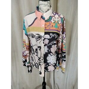 NWOT! Beautiful Lightweight Button Front Longsleeve Paisley Top/Jacket. Size XL